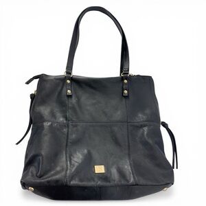 Kooba Everette Tote Bag Black Lambskin Leather Gold Hardware Large Shoulder Bag